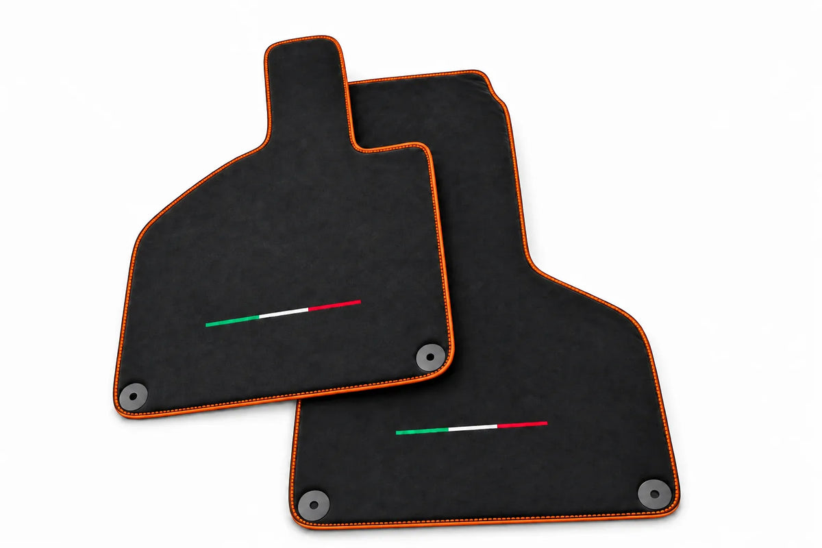 Custom Floor Mats for Lamborghini Huracan Alcantara Leather Orange trim