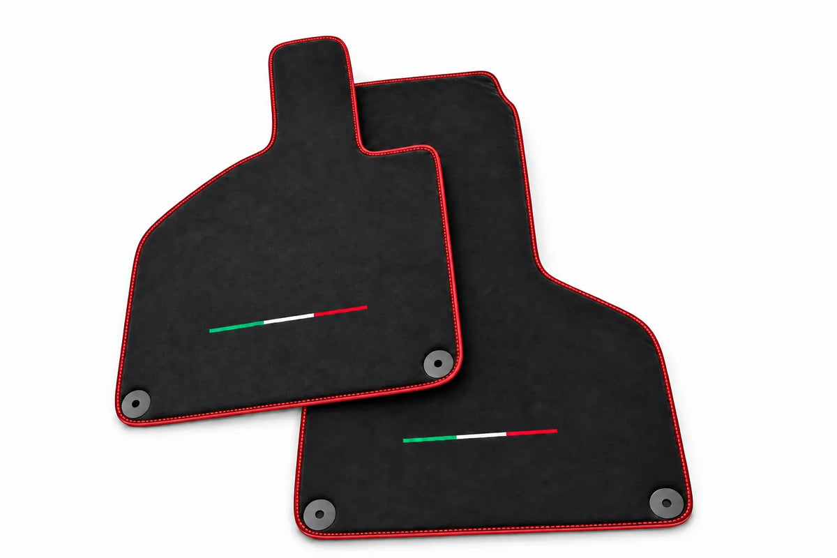 Custom Floor Mats for Lamborghini Huracan Alcantara Leather Red trim