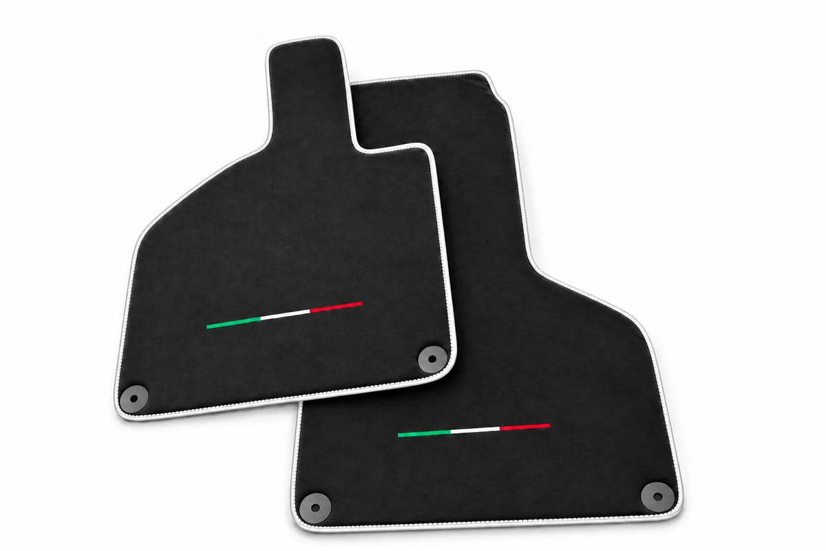 Custom Floor Mats for Lamborghini Huracan Alcantara Leather White trim