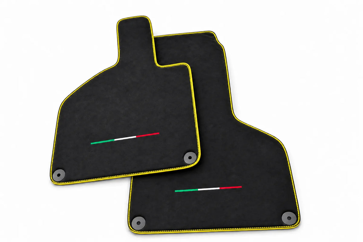 Custom Floor Mats for Lamborghini Huracan Alcantara Leather Yellow trim