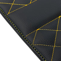 Customizable Black Leather Floor Mats for Lamborghini Aventador S | Yellow Stitching