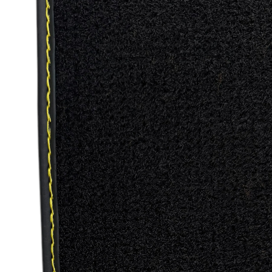 Customizable Black Leather Floor Mats for Lamborghini Aventador S | Yellow Stitching
