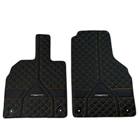 Customizable Black Leather Floor Mats for Lamborghini Aventador S | Yellow Stitching