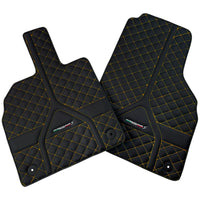 Customizable Black Leather Floor Mats for Lamborghini Aventador S | Yellow Stitching