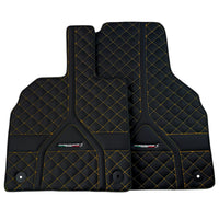 Customizable Black Leather Floor Mats for Lamborghini Aventador S | Yellow Stitching