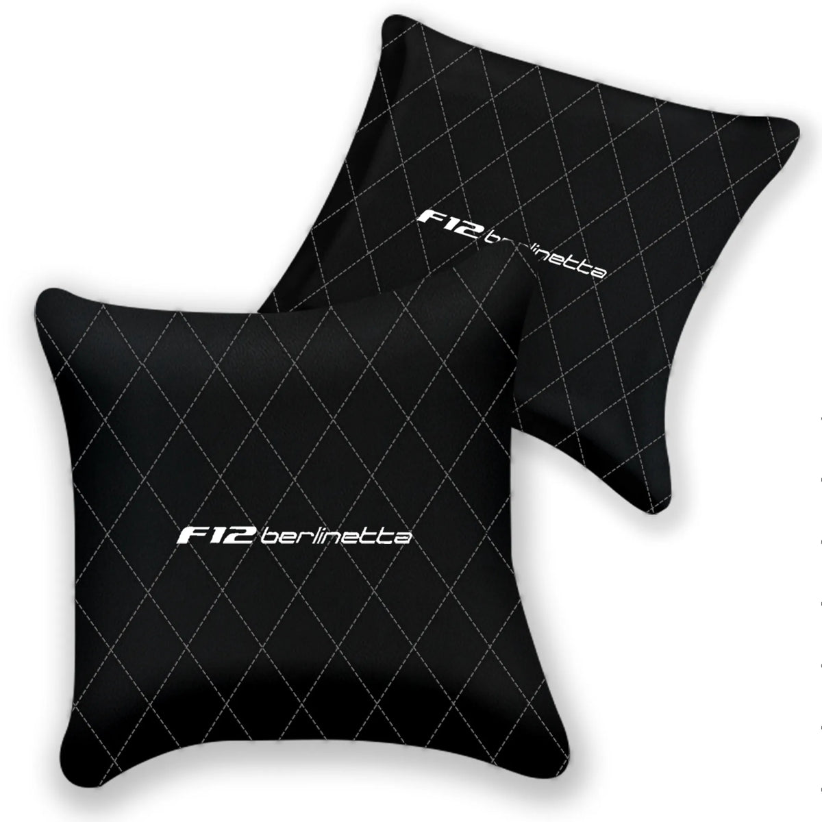 Customizable Black Leather Pillows Set of 2 for Ferrari F12 Berlinetta (2012-2022) - Various Stitching Colors