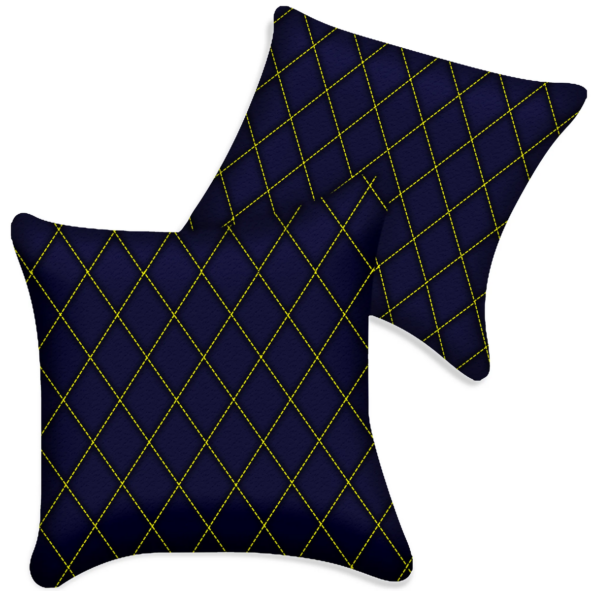 Customizable Dark Blue Leather Pillows Set of 2 for All Vehicles | Single Diamond Pattern