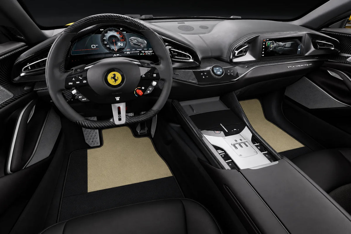 Customizable Floor Mats From Carpet With Leather for Ferrari Purosangue (2023-2027) inside the vehicle