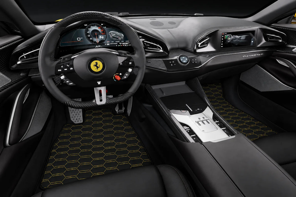 Customizable Interlaced Hex Pattern Floor Mats for Ferrari Purosangue (2023-2027) inside the vehicle