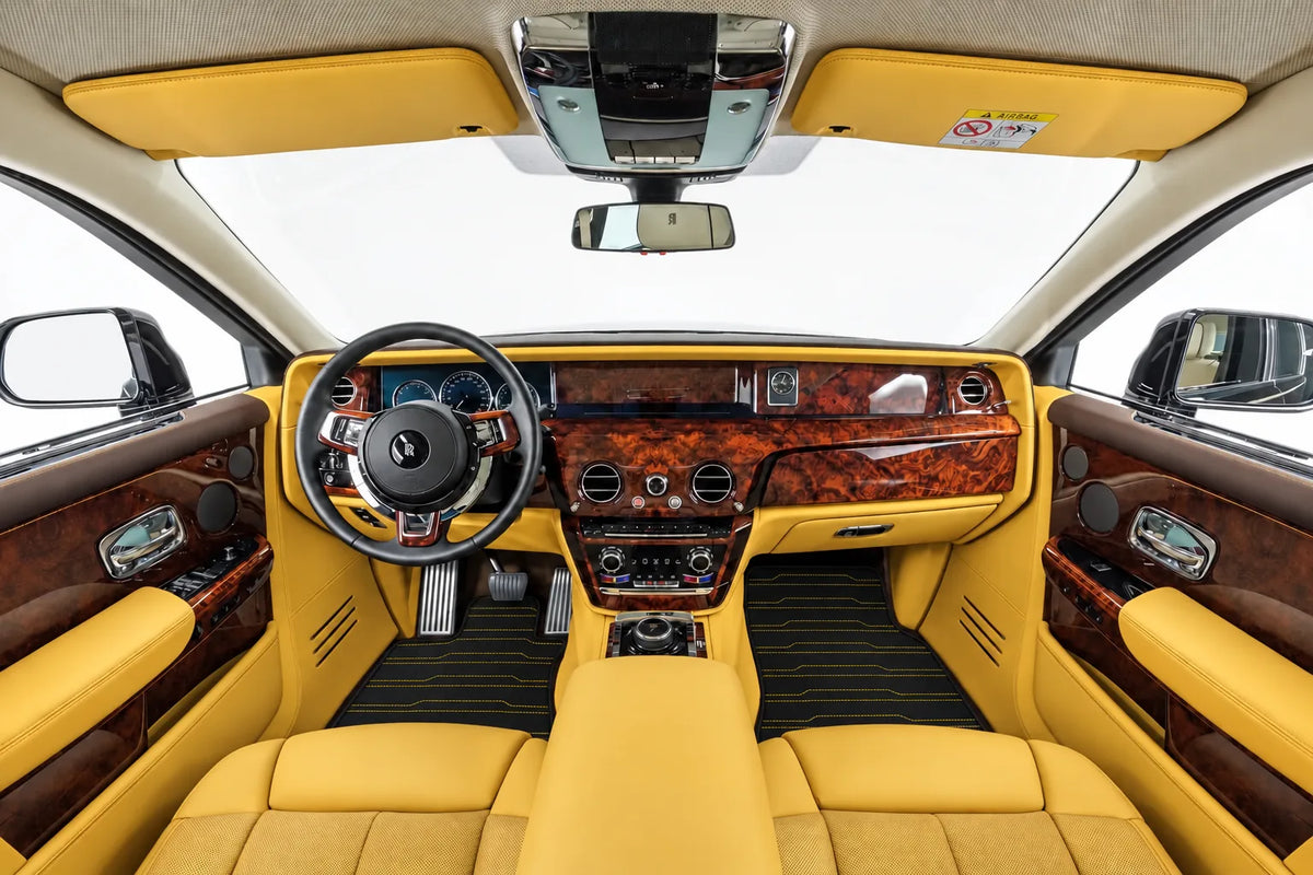 Customizable Leather Floor Mats with AW06 Pattern for Rolls Royce Phantom VIII (2017-2024) inside the vehicle