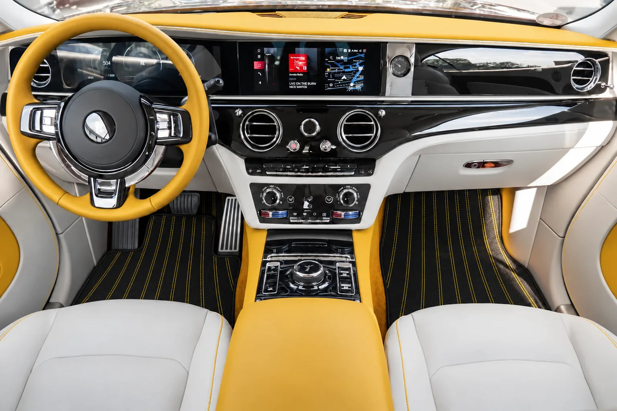 Customizable Leather Floor Mats with AW07 Pattern for Rolls Royce Spectre (2023-2024) inside the vehicle