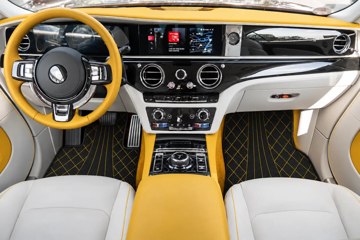 Customizable Leather Floor Mats with AW14 Pattern for Rolls Royce Spectre (2023-2024) inside the vehicle