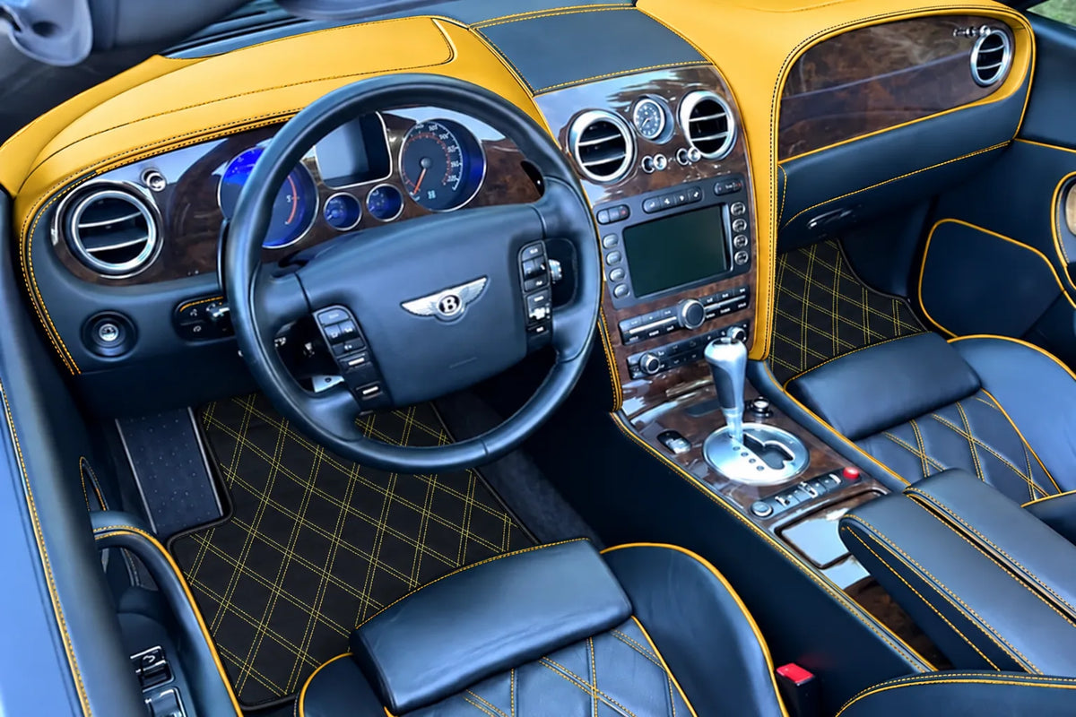 Customizable Leather Floor Mats with Double Diamond Pattern for Bentley Continental GTC (2006–2011) inside the vehicle