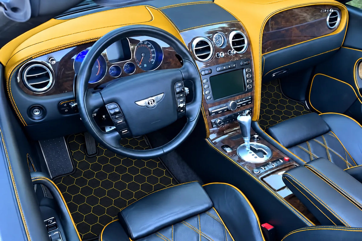 Customizable Leather Floor Mats with Hex Pattern for Bentley Continental GTC (2006–2011) inside the vehicle