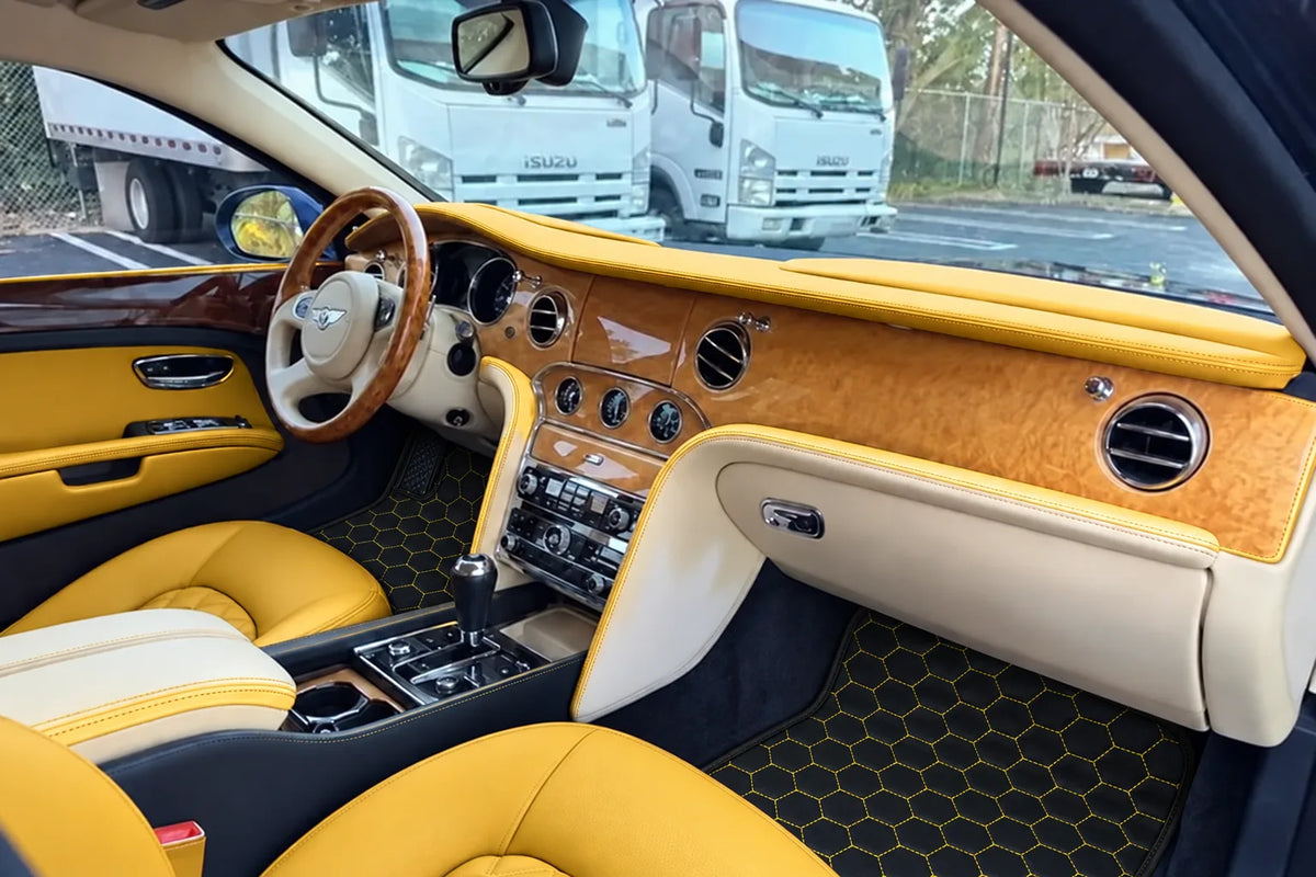 Customizable Leather Floor Mats with Hex Pattern for Bentley Mulsanne (2010-2020) inside the vehicle