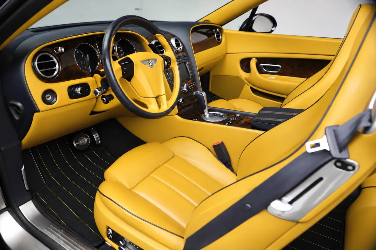 Customizable Leather Floor Mats with Line Pattern for Bentley Continental GTC (2011-2018) inside the vehicle