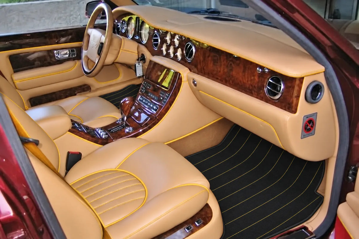Customizable Leather Floor Mats with Line Pattern for Bentley Red Label RL (1998-2009) inside the vehicle