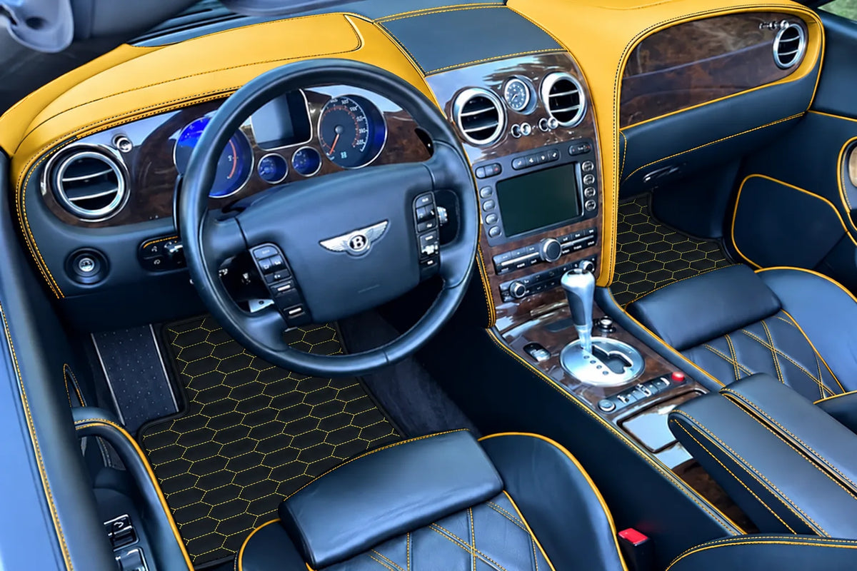 Customizable Leather Floor Mats with Raptor Hex Pattern for Bentley Continental GTC (2006–2011) inside the vehicle