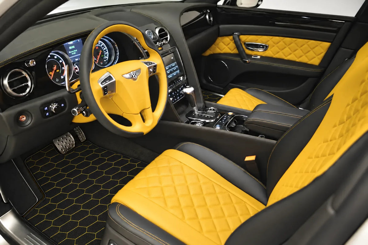 Customizable Leather Floor Mats with Raptor Hex Pattern for Bentley Flying Spur (2013-2019) inside the vehicle