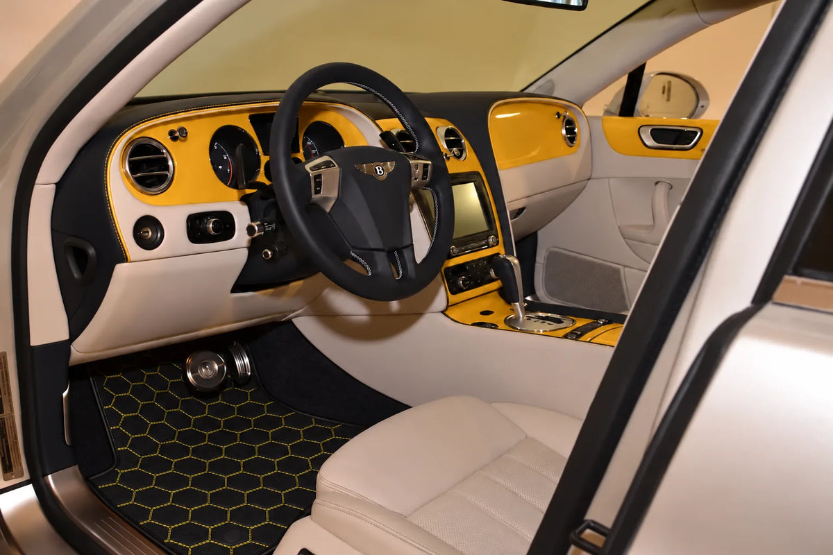 Customizable Leather Floor Mats with Symmetrical Hex Pattern for Bentley Flying Spur (2005-2013) inside the vehicle