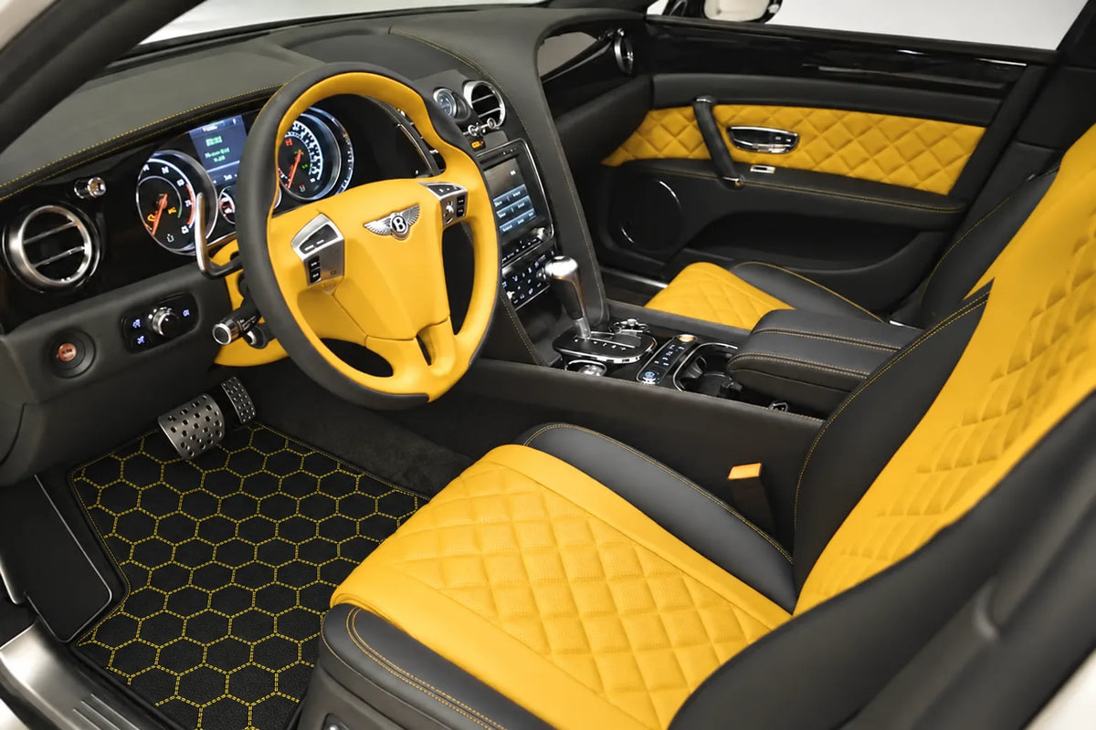 Customizable Leather Floor Mats with Symmetrical Hex Pattern for Bentley Flying Spur (2013-2019) inside the vehicle