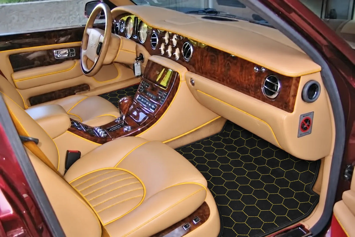 Customizable Leather Floor Mats with Symmetrical Hex Pattern for Bentley Red Label RL (1998-2009) inside the vehicle