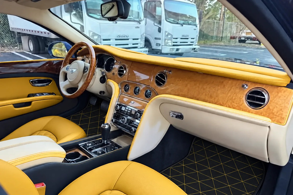 Customizable Leather Floor Mats with Triangle Pattern for Bentley Mulsanne (2010-2020) inside the vehicle