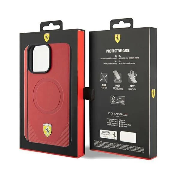 Ferrari Carbon Metal Logo MagSafe Hardcase for iPhone 15 Pro Max 6.7" - AutoWin