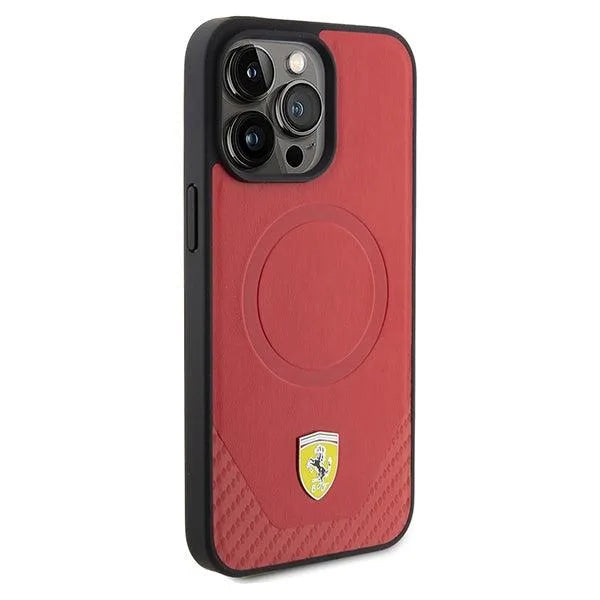 Ferrari Carbon Metal Logo MagSafe Hardcase for iPhone 15 Pro Max 6.7" - AutoWin