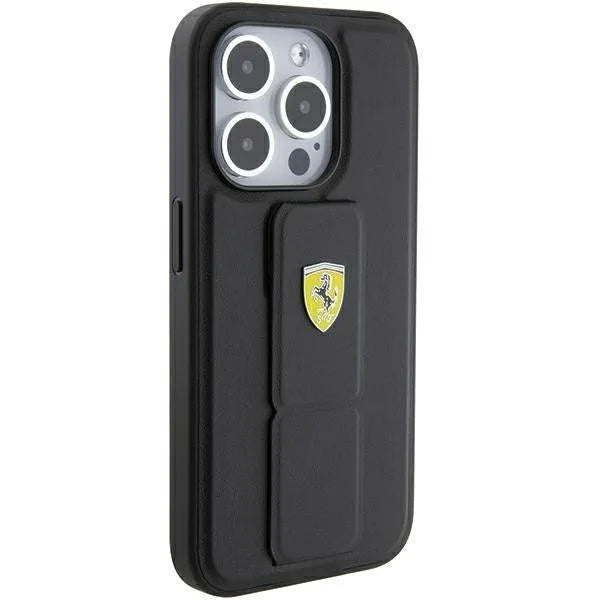 Ferrari Grip Stand Metal Logo Hardcase for iPhone 15 Pro 6.1" - AutoWin