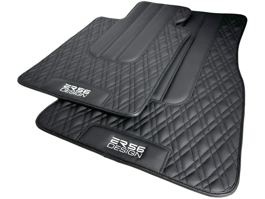 Floor Mats For BMW M5 G90 (2023-2026) Sedan Black Leather Er56 Design - AutoWin