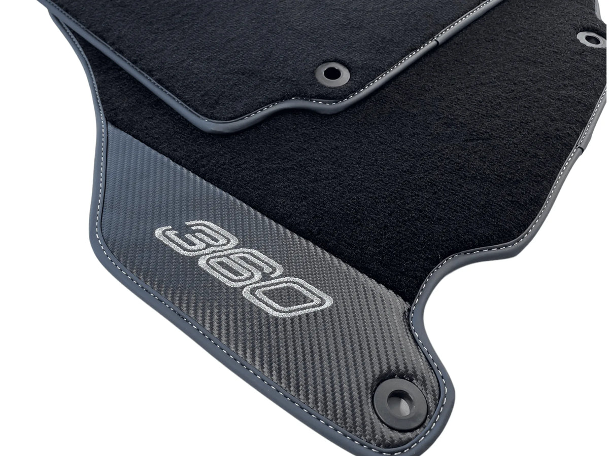 Floor Mats For Ferrari 360 Modena 1999-2005 Black With Carbon Fiber Leather - AutoWin