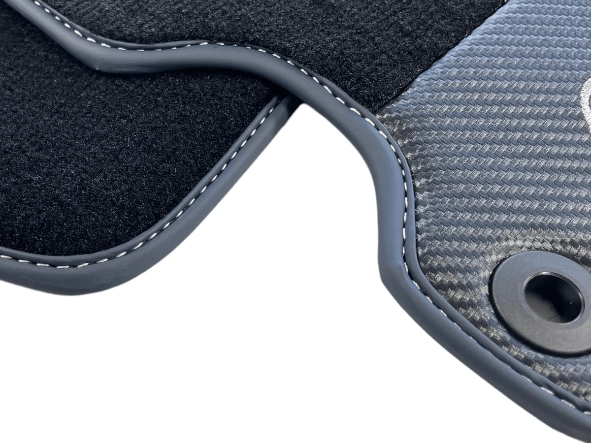 Floor Mats For Ferrari 360 Modena 1999-2005 Black With Carbon Fiber Leather - AutoWin