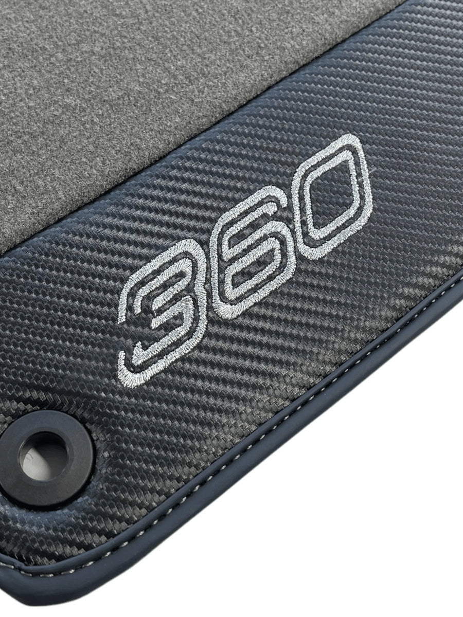 Floor Mats For Ferrari 360 Modena 1999-2005 Gray With Carbon Fiber Leather - AutoWin