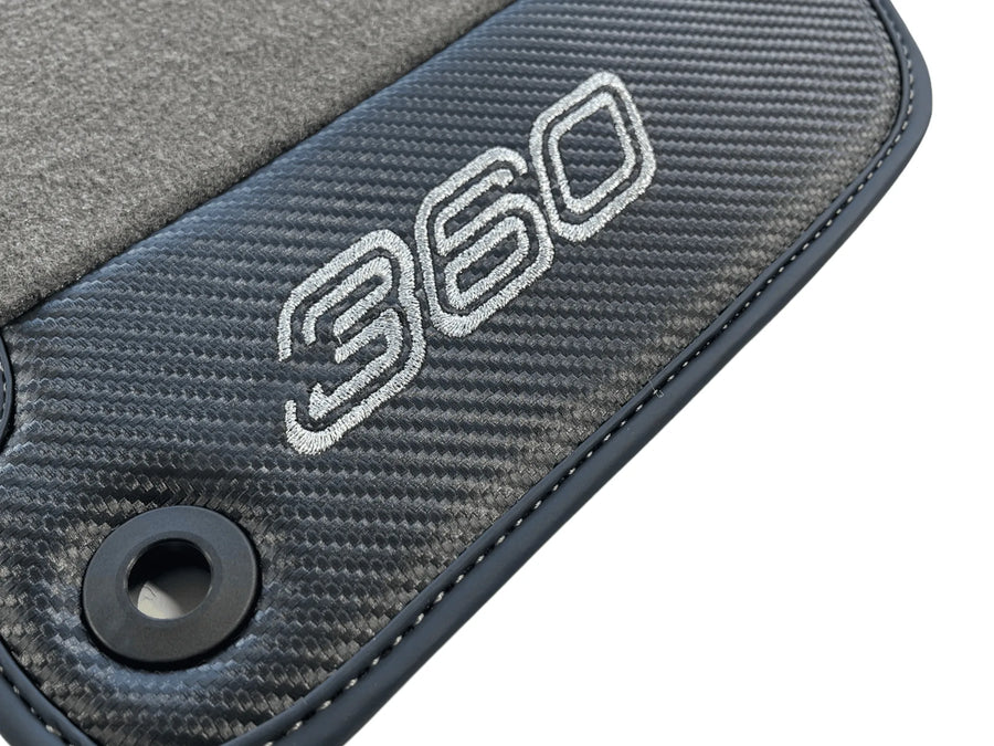 Floor Mats For Ferrari 360 Modena 1999-2005 Gray With Carbon Fiber Leather - AutoWin