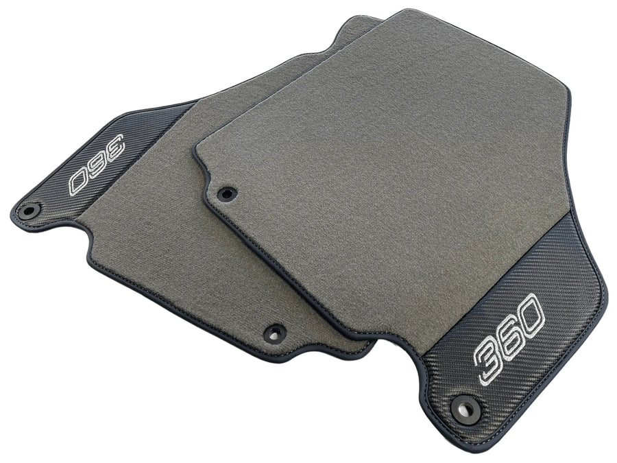 Floor Mats For Ferrari 360 Modena 1999-2005 Gray With Carbon Fiber Leather - AutoWin