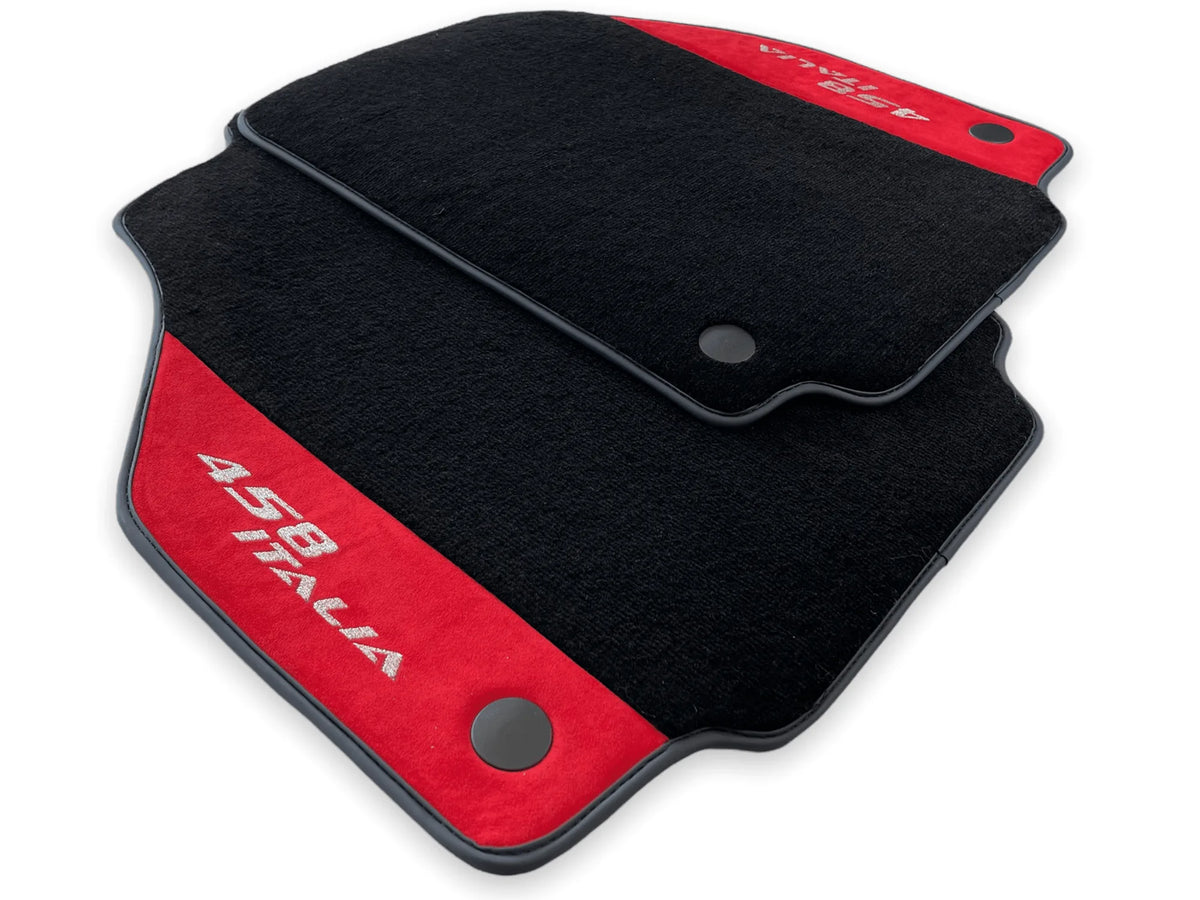 Floor Mats For Ferrari 458 Italia 2009-2015 Red Alcantara Leather - AutoWin