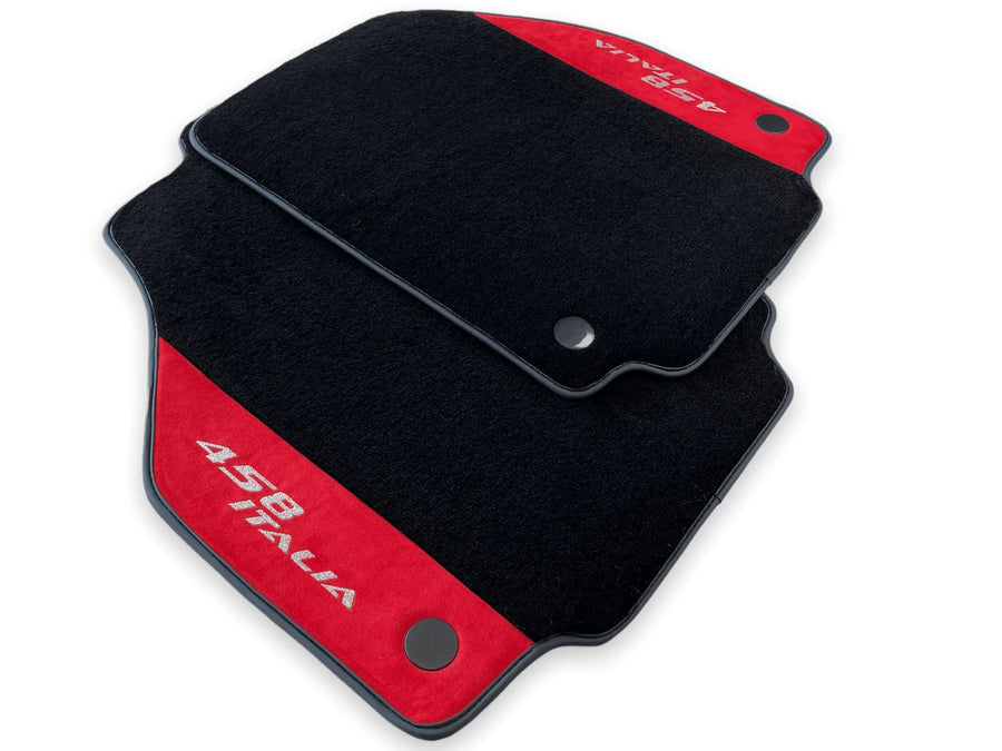 Floor Mats For Ferrari 458 Italia 2009-2015 Red Alcantara Leather - AutoWin