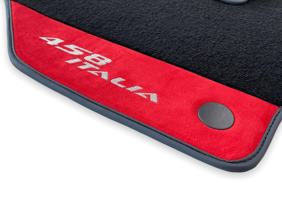 Floor Mats For Ferrari 458 Italia 2009-2015 Red Alcantara Leather - AutoWin