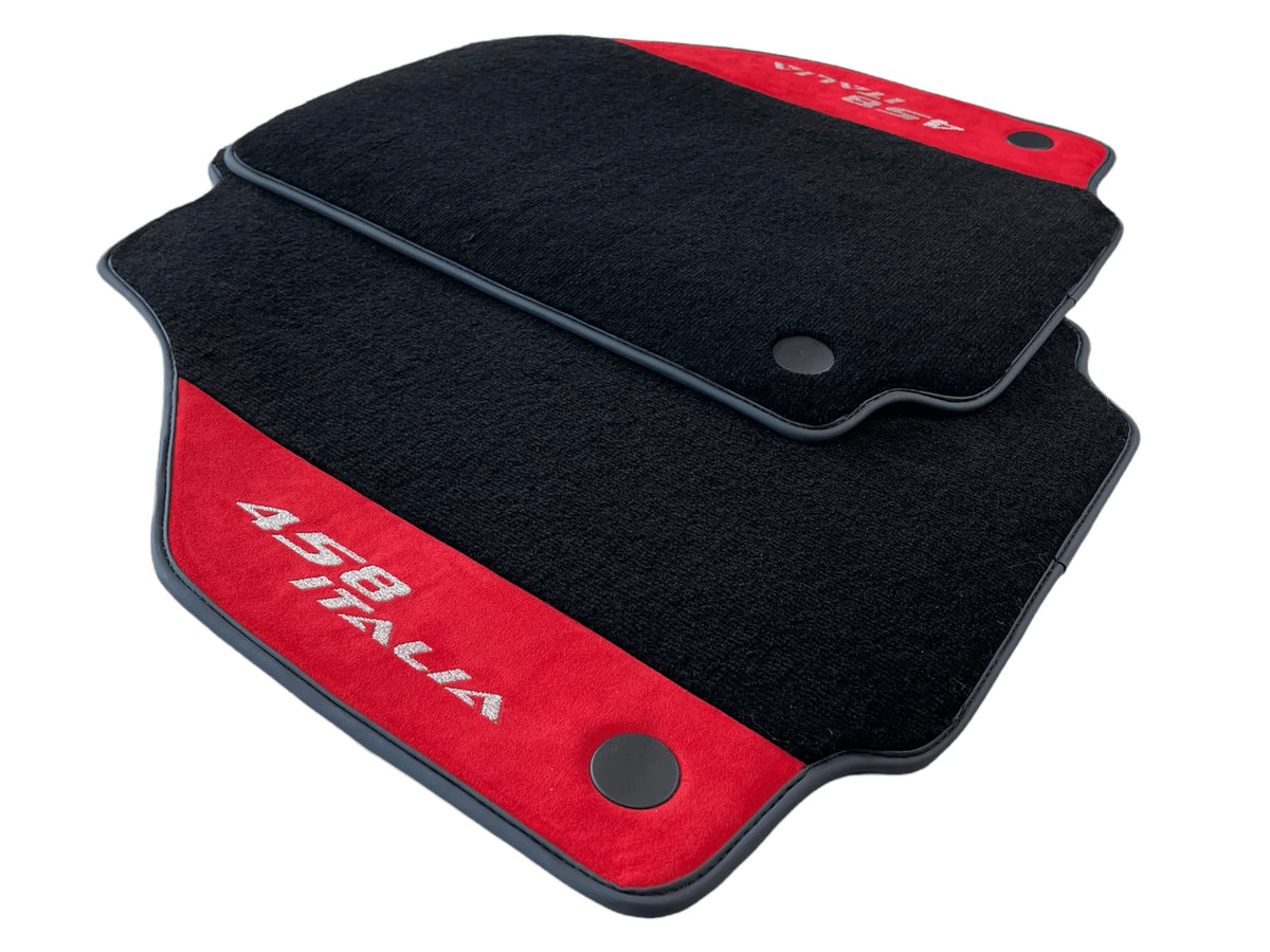 Floor Mats For Ferrari 458 Italia 2009-2015 Red Alcantara Leather - AutoWin