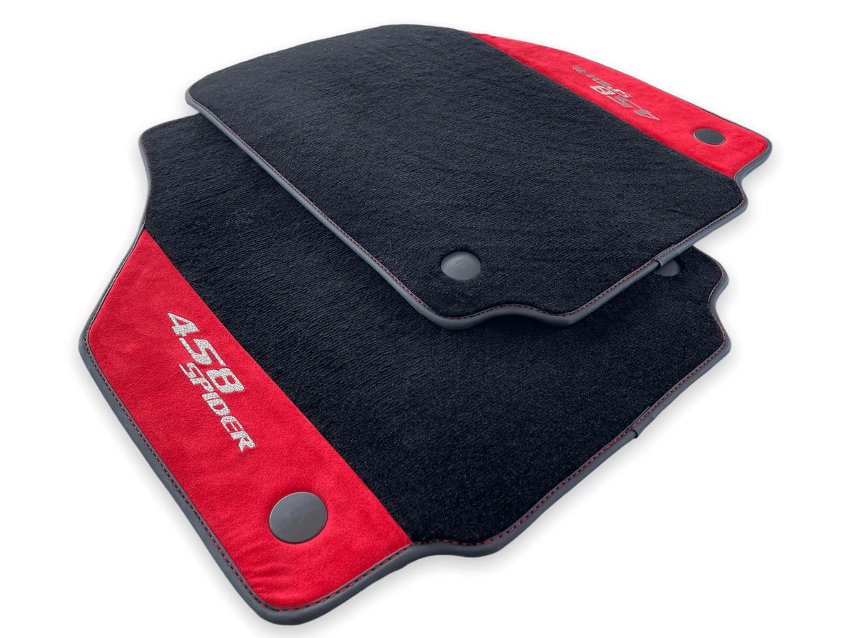 Floor Mats For Ferrari 458 Spider 2012-2015 Red Alcantara Leather - AutoWin