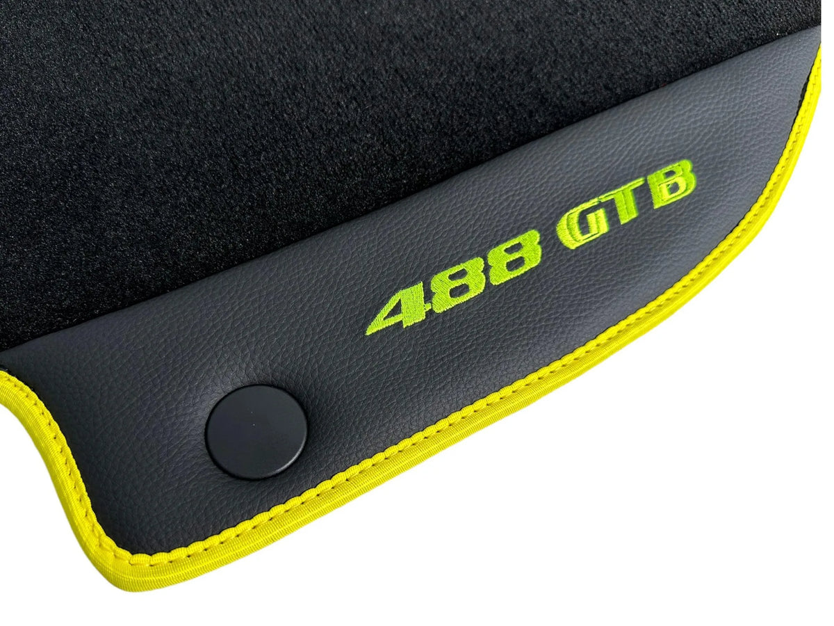 Floor Mats For Ferrari 488 GTB 2015-2022 Carpet With Leather - AutoWin