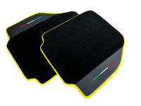 Floor Mats For Ferrari 488 Pista Spider (2019-2021) Leather and Yellow Trim - Italian Flag