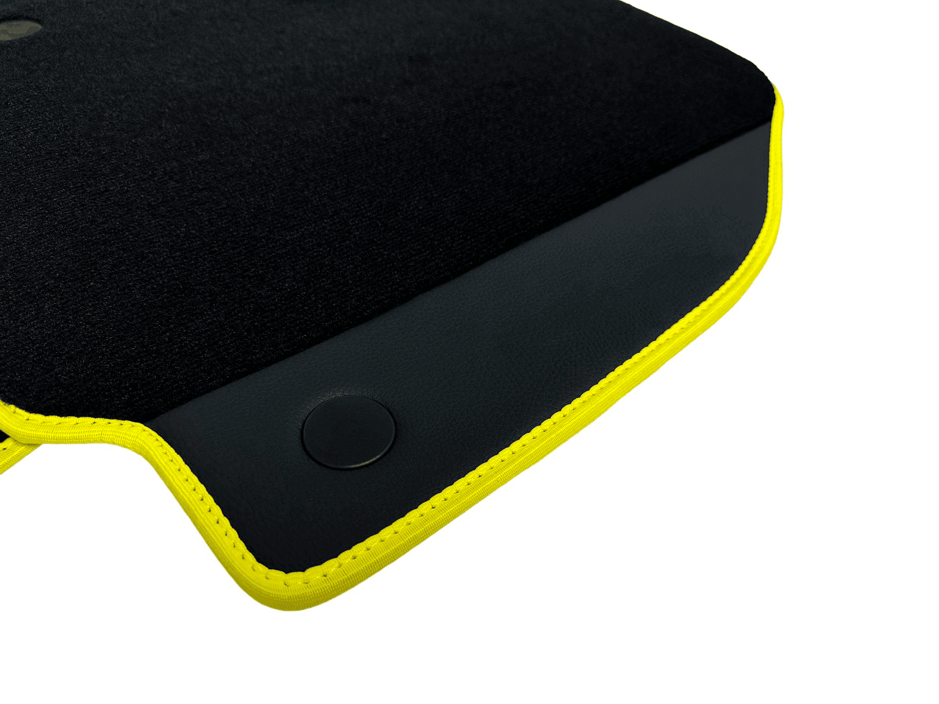 Floor Mats For Ferrari 488 Pista Spider (2019-2021) Leather and Yellow Trim - AutoWin