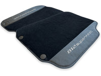 Floor Mats For Ferrari 812 Superfast Carbon Fiber And Black Carpet - AutoWin