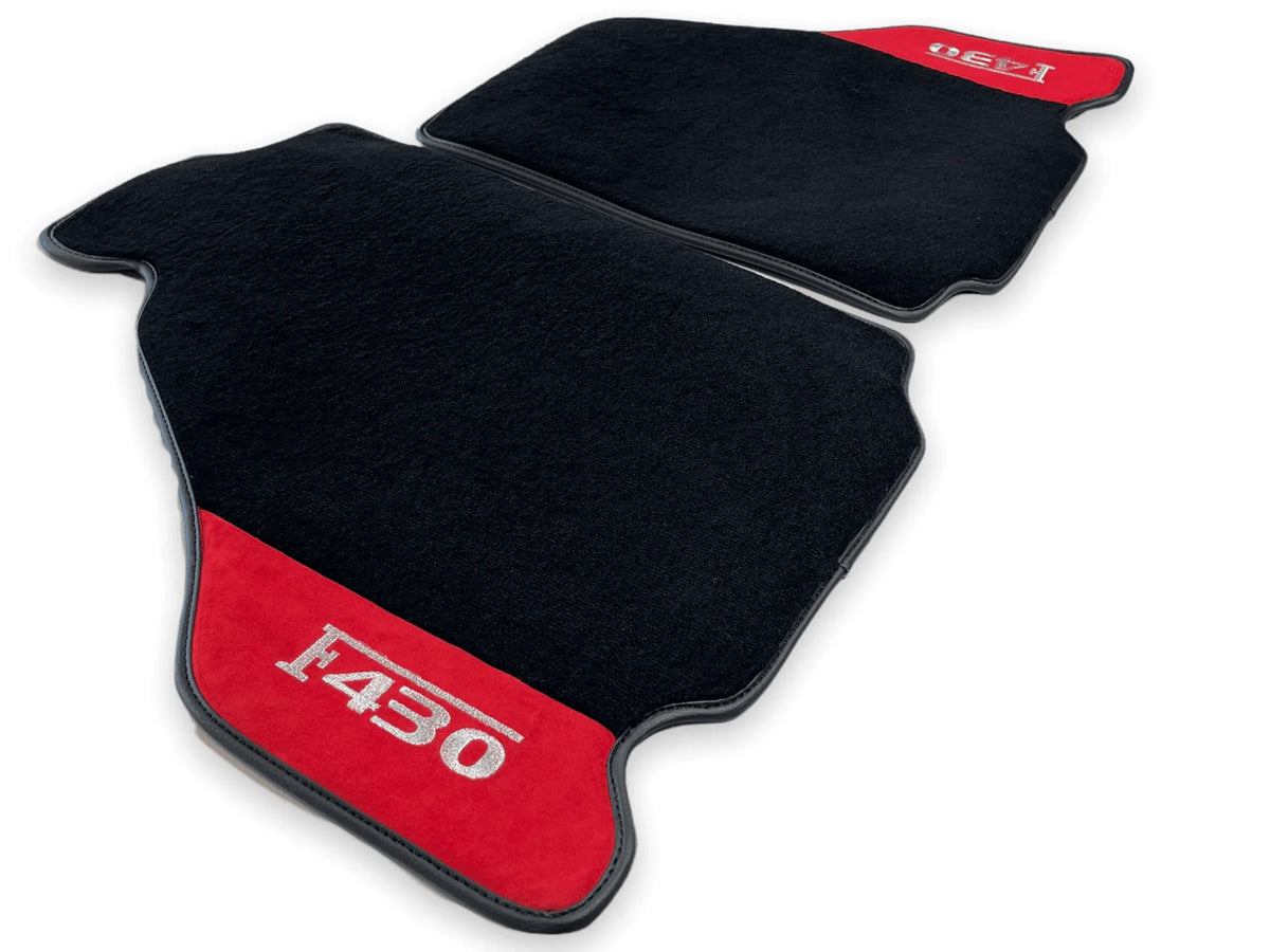 Floor Mats For Ferrari F430 2004-2009 Red Alcantara Leather - AutoWin
