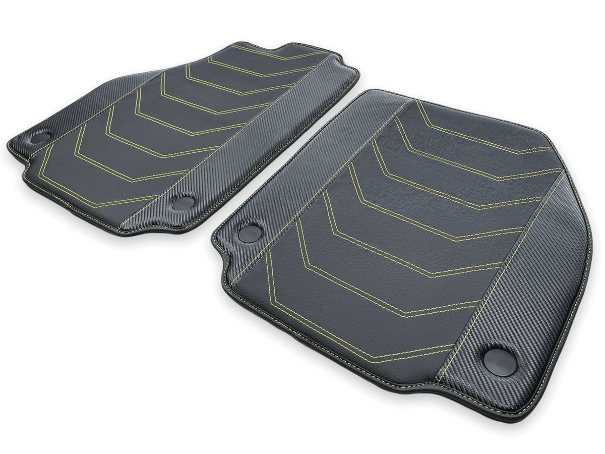 Floor Mats For Ferrari F8 Spider 2019-2022 Yellow Sewing - AutoWin