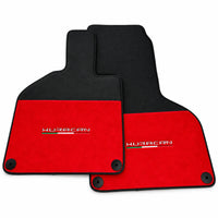 Floor Mats for Lamborghini Huracan Alcantara Red Leather With Huracan Logo - AutoWin