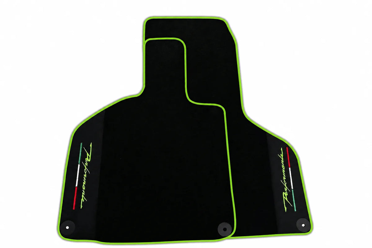 Floor Mats for Lamborghini Huracan Perfomante with Alcantara Leather | Various Trim Colors Green trim