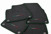 Floor Mats For Lamborghini Urus Alcantara Leather With Yellow Stitching Dark Green trim